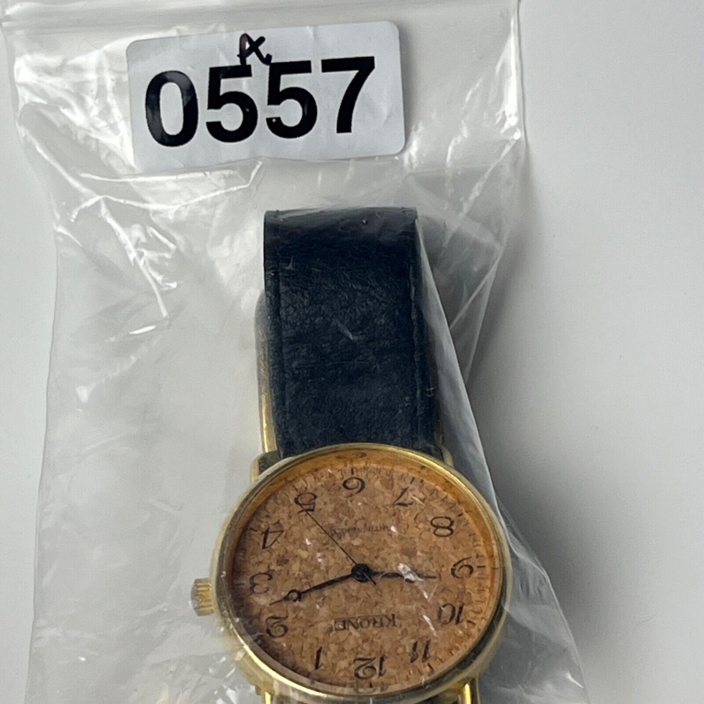 Krone Vintage Watch Mens Antimagnetic Mechanical Movement 40mm Case Black Leathe