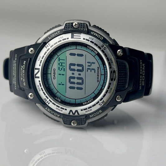 Casio 5 Alarm World Time Men's Field Watch Compass Twin Sensor Thermometer