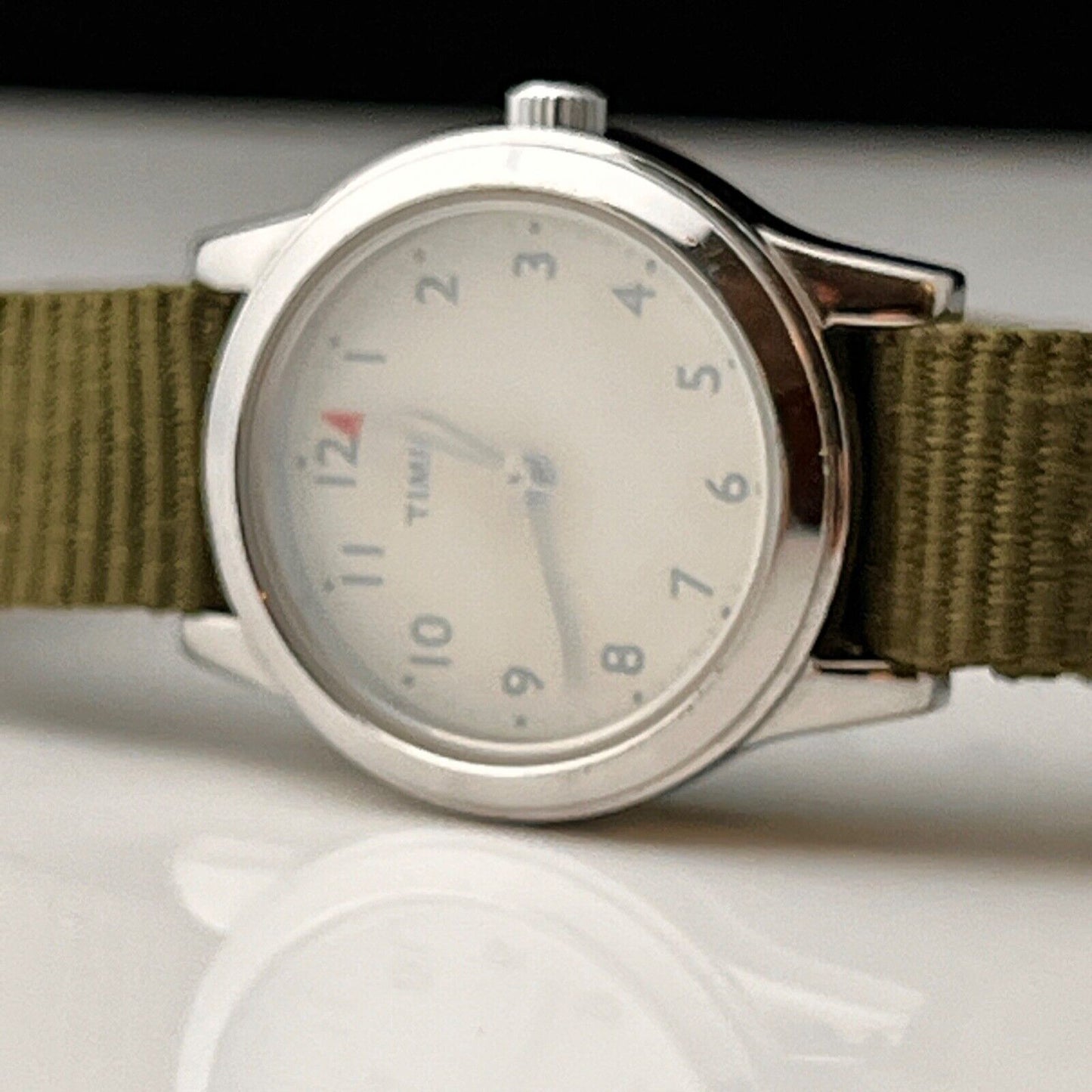 TIMEX Womens Vintage Field Watch With Mil Green ATO Strap New Battery Runs Great