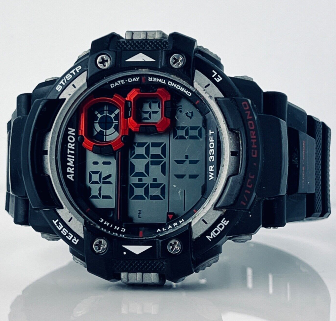 Armatron Mens Alarm Chronograph Watch Dual Date Month Large 55mm Case New Batter