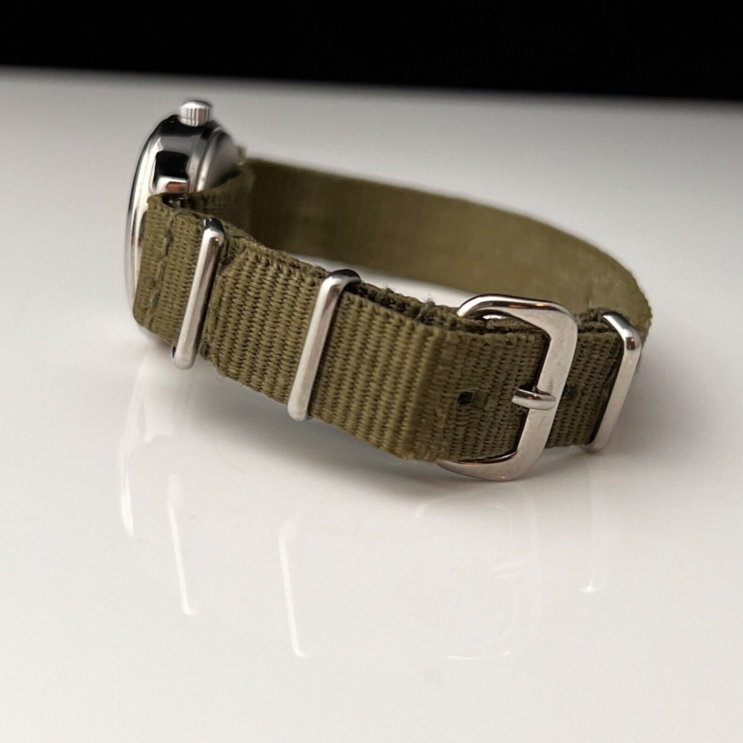 TIMEX Womens Vintage Field Watch With Mil Green ATO Strap New Battery Runs Great