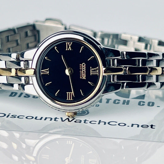 Citizen Eco Drive Watch Two Tone Bracelet Black Roman Dial Project Watch