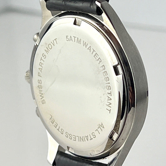 Canon Men’s Swiss Dress Watch Date Chronograph 38mm Case Black Embossed Leather Straps