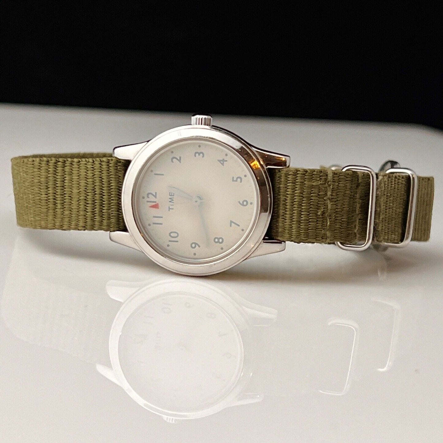 TIMEX Womens Vintage Field Watch With Mil Green ATO Strap New Battery Runs Great