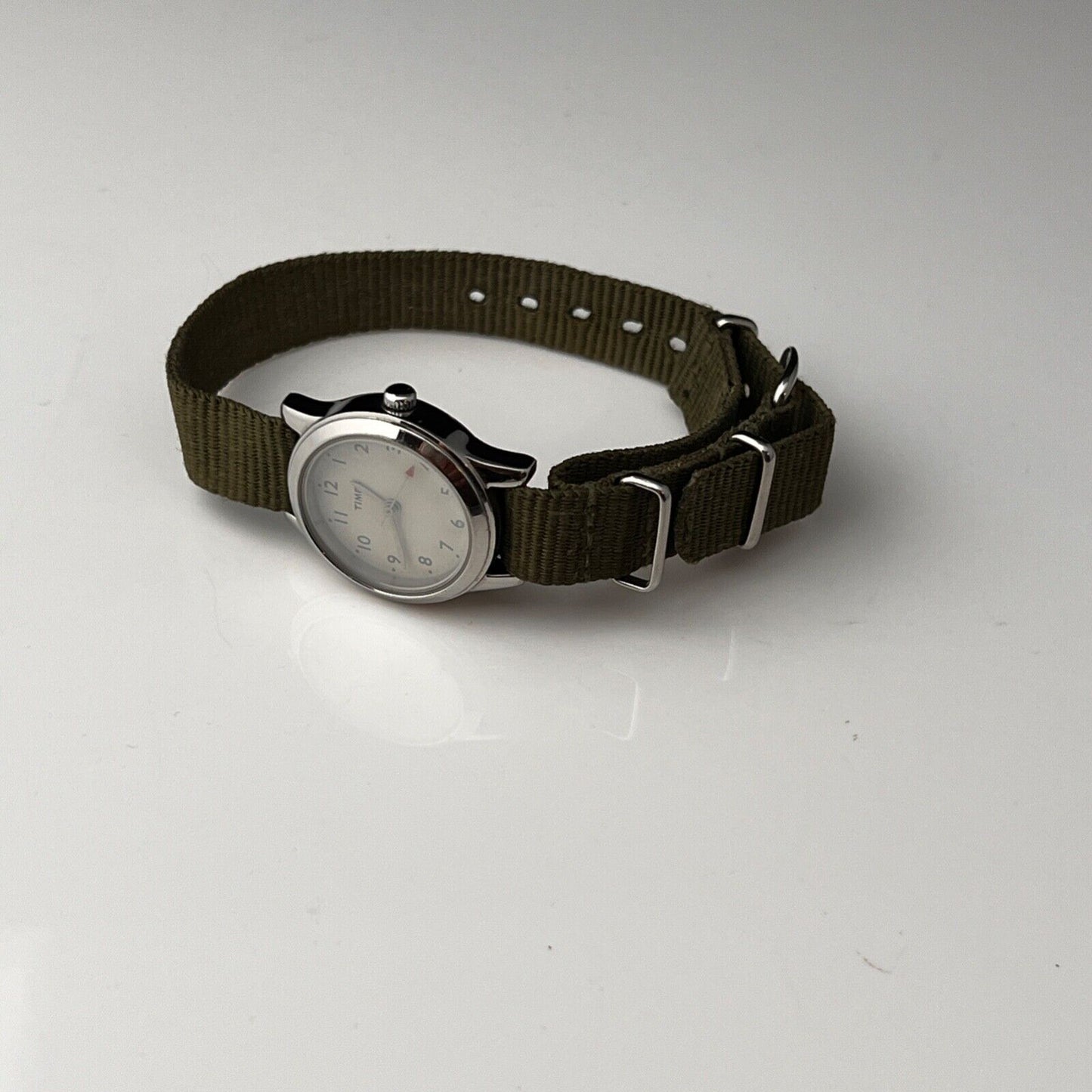 TIMEX Womens Vintage Field Watch With Mil Green ATO Strap New Battery Runs Great