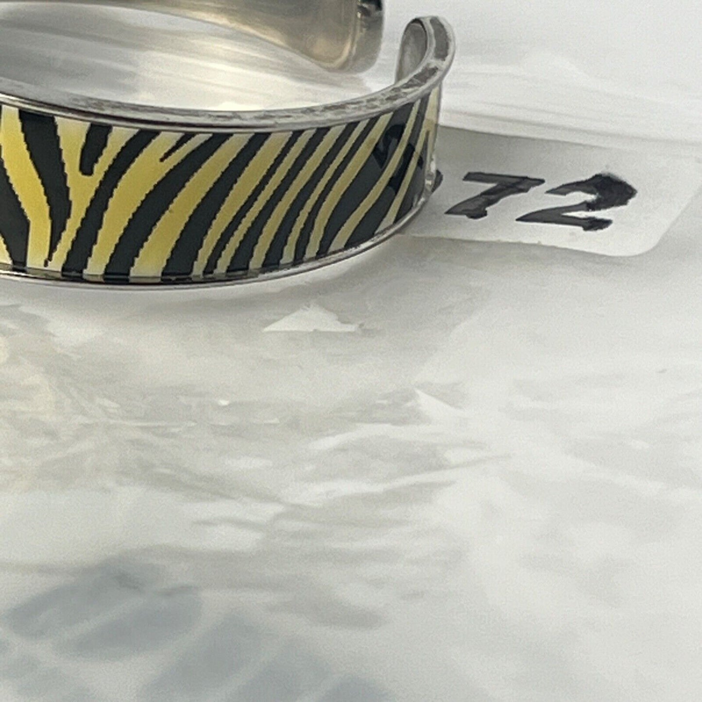 Waltham Women's Bangle Watch Black Yellow Zebra Stripe Bracelet Patinated Case