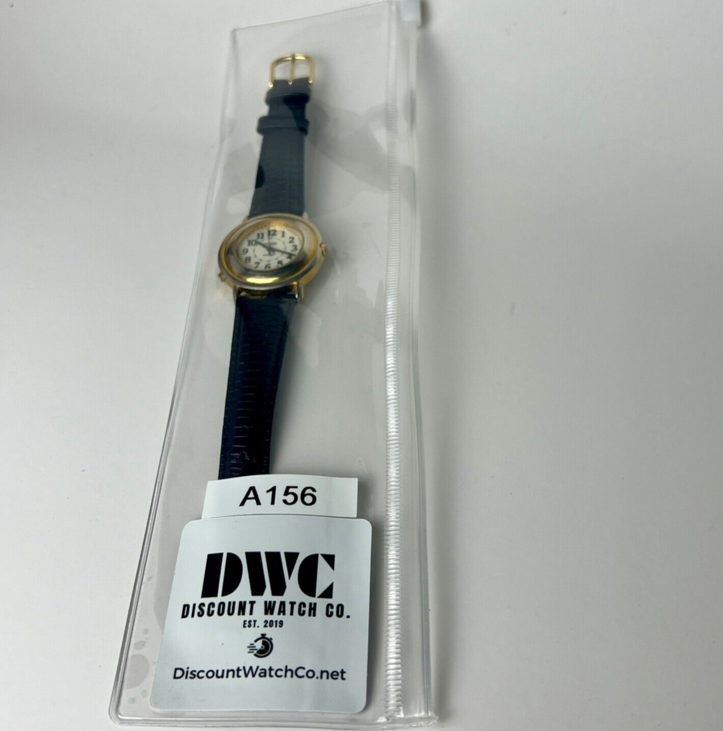 Vintage 1990s Guess Watch Unisex Design Black Embossed Leather Bands Two Tone 34mm Case