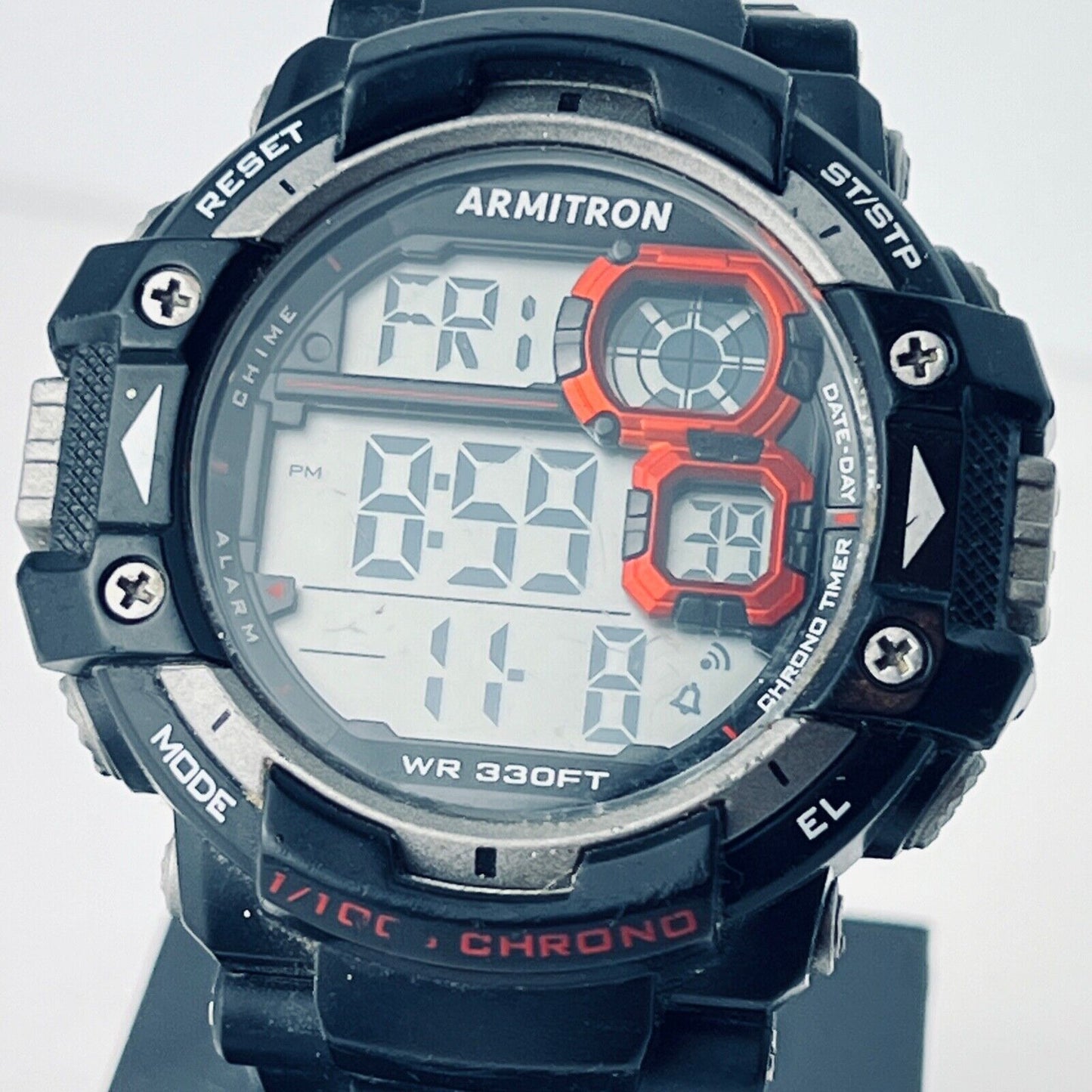 Armatron Mens Alarm Chronograph Watch Dual Date Month Large 55mm Case New Batter