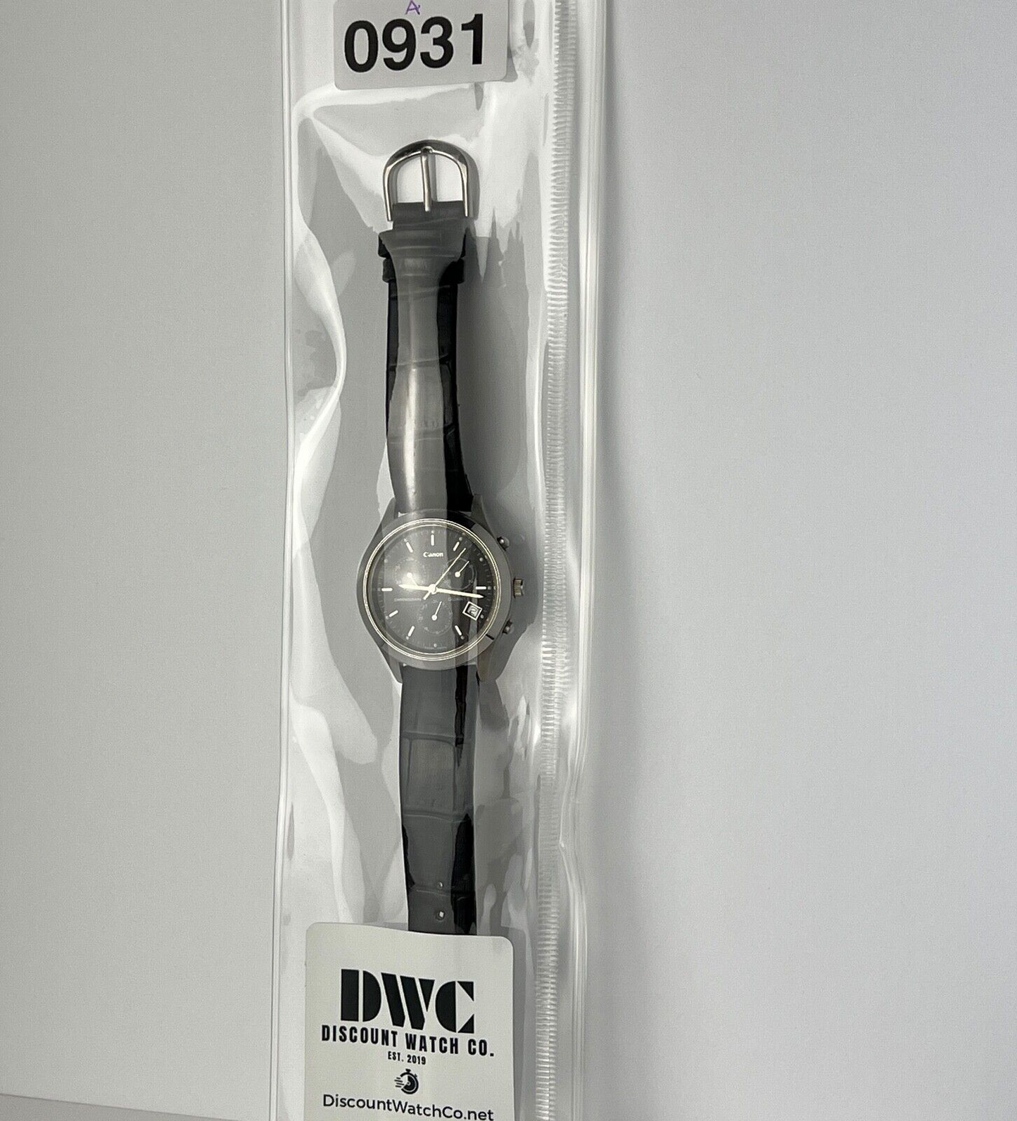 Canon Men’s Swiss Dress Watch Date Chronograph 38mm Case Black Embossed Leather Straps