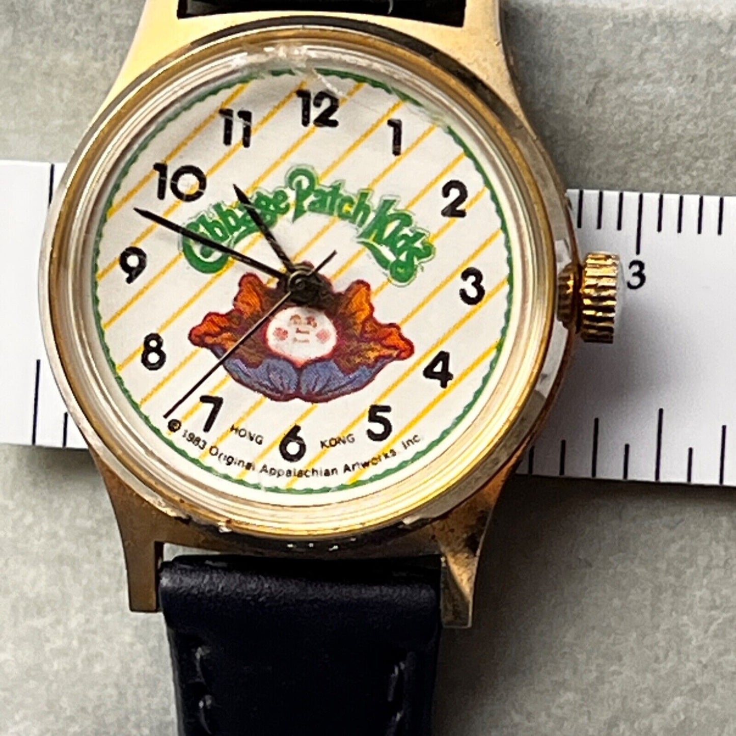 Cabbage Patch Kids Vintage 80s Watch Mechanical Movement Black Straps