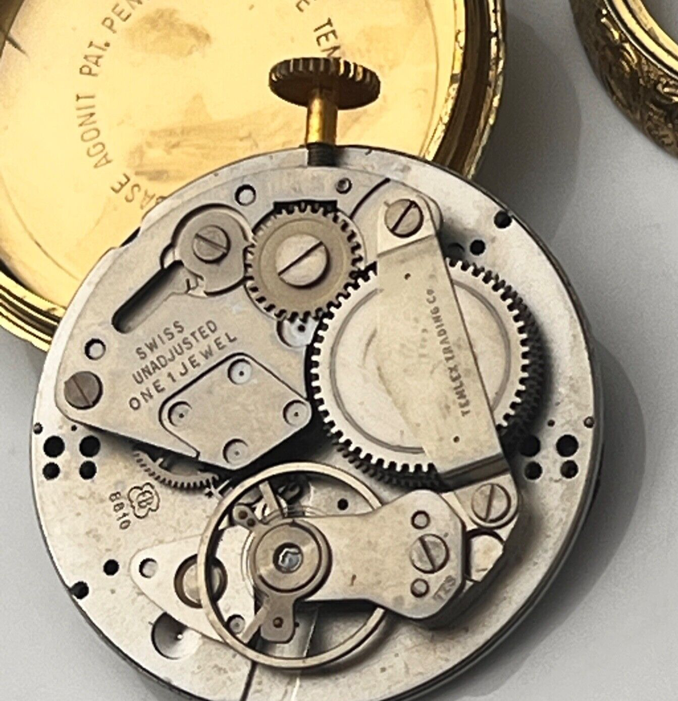 Lucerne Vintage Pocket Watch Temelex Swiss Jeweled Mechanical Movement Project Watch