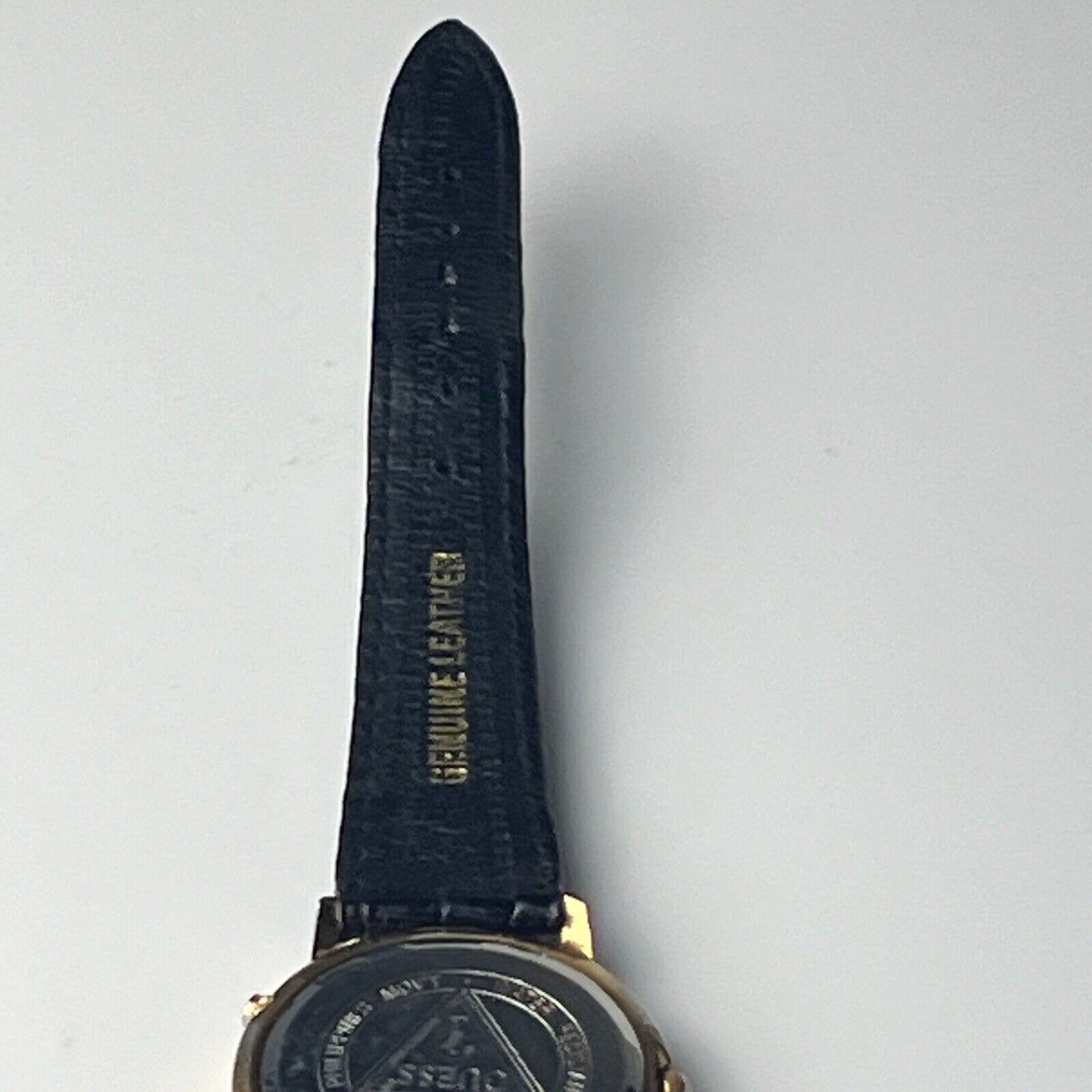 Vintage 1990s Guess Watch Unisex  Design Black Embossed Leather Bands Two Tone 34mm Case