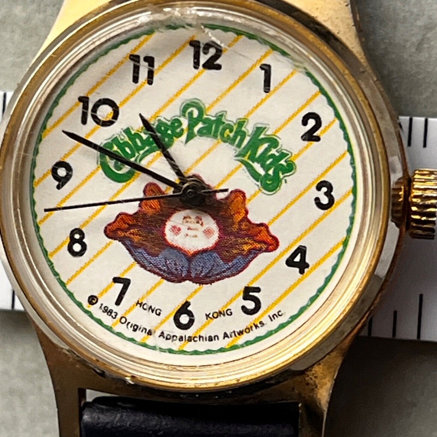 Cabbage Patch Kids Vintage 80s Watch Mechanical Movement Black Straps