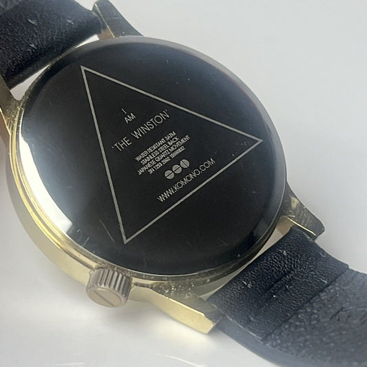 Komono The Winston Men’s Dress Watch Black Leather Straps 42mm Case New Battery Excellent Condition