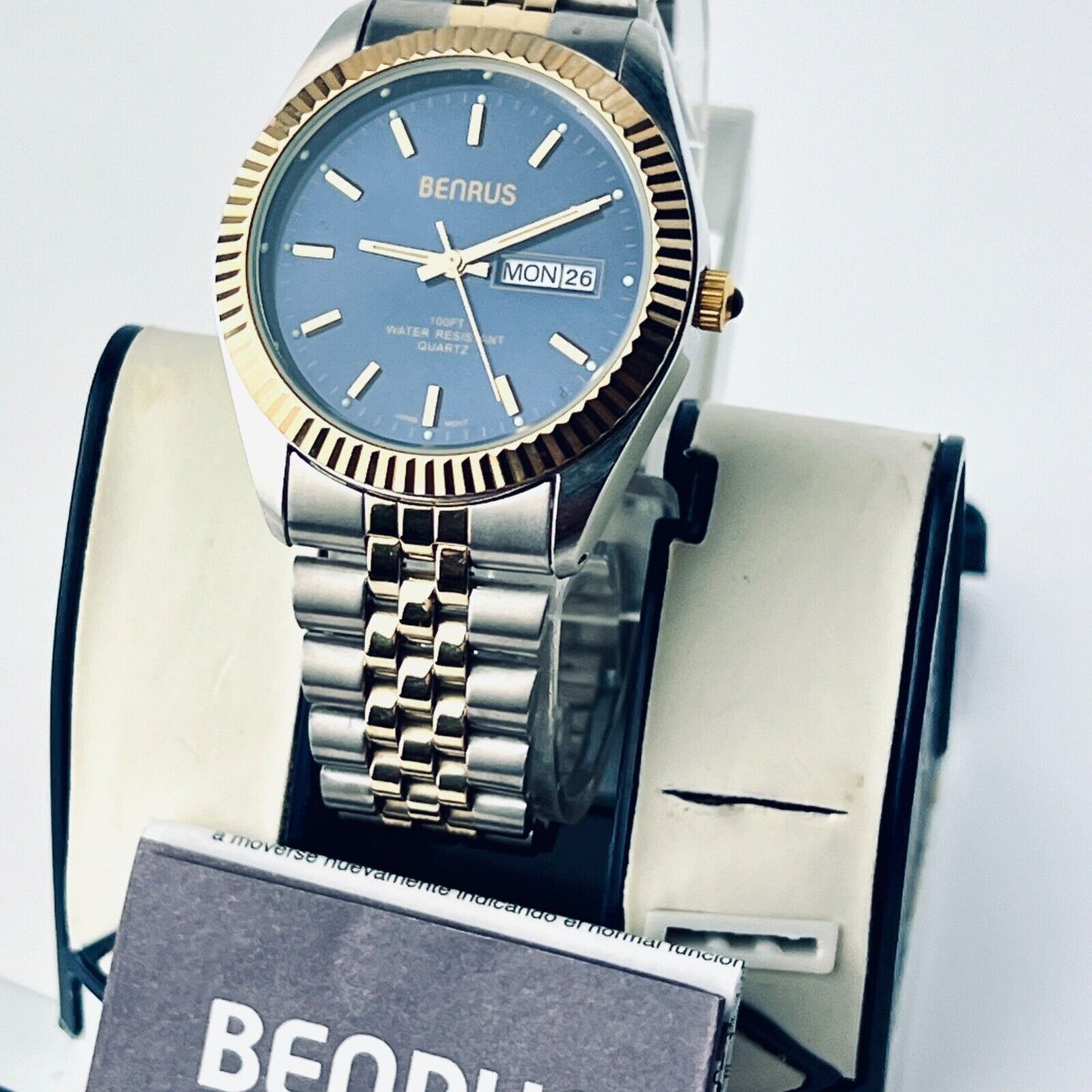 Benrus Dual Date Men’s Watch Full Lume Indices and Hands With Paperwork and Box