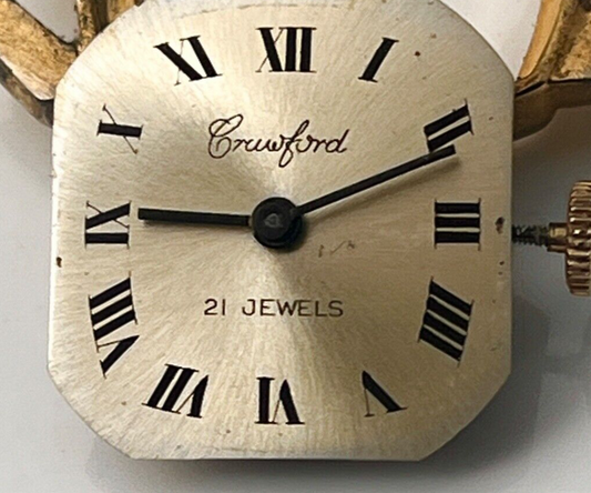 Crawford Vintage Watch 21 Jewels Mechanical Movement Gold Case Running