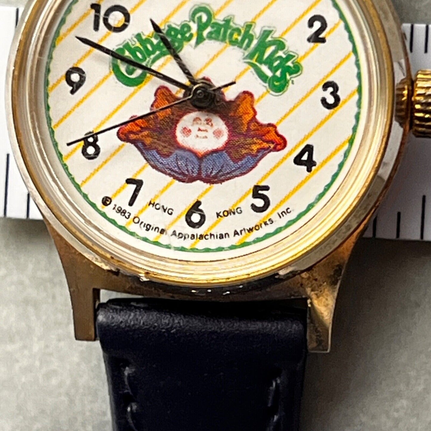 Cabbage Patch Kids Vintage 80s Watch Mechanical Movement Black Straps