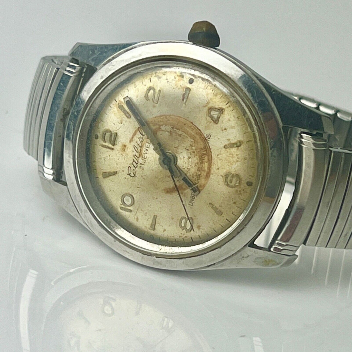 Vintage Carlisle 21 Jewel Mechanical Field Watch Heavily Patinated Dial