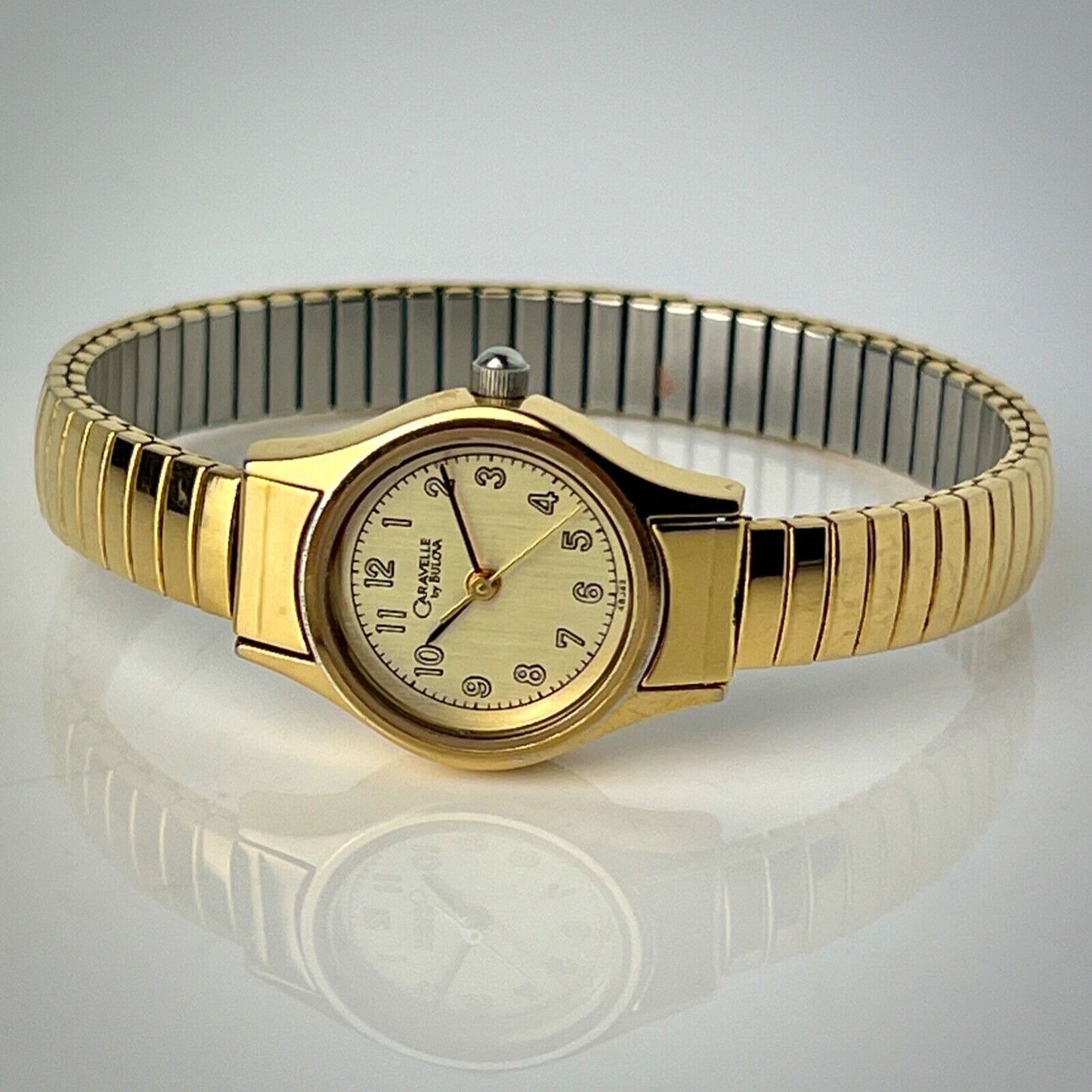 Caravelle by Bulova Womens Vintage Watch Gold Tone Stretch Bracelet New Battery