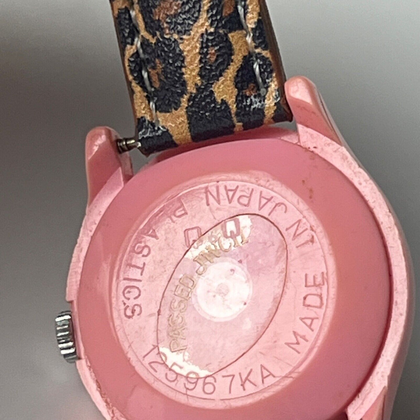 Vintage Betty Boop 1980s Women’s Watch Mechanical Movement Pink Case Cheetah Print Reversible Band