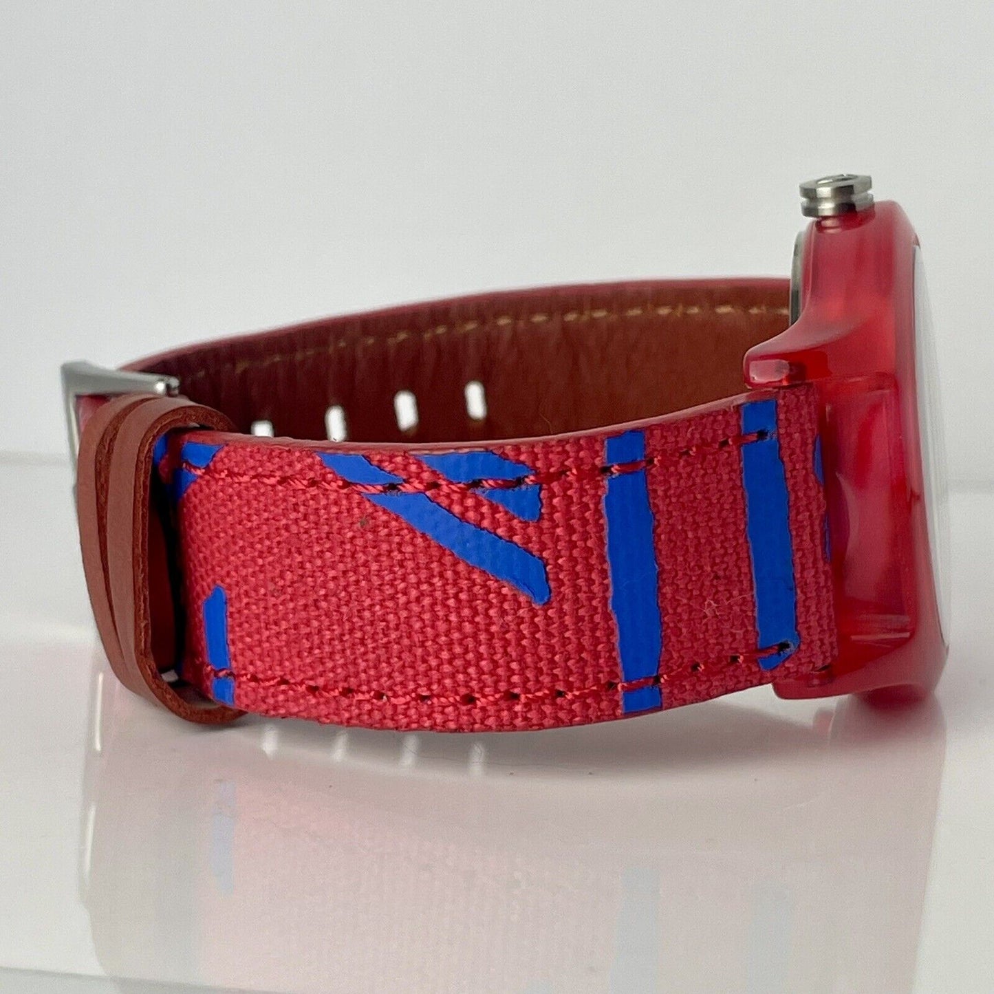 Nixon Swiss Made Men's Watch Red 40mm Case Matching Dial And Canvas Straps