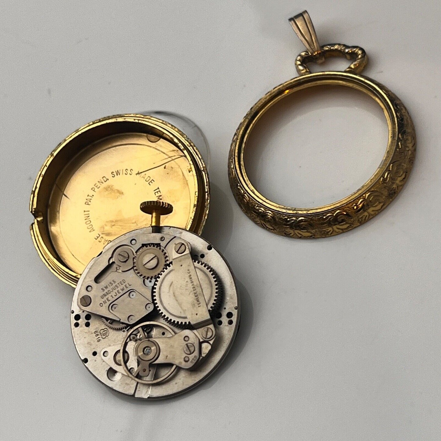 Lucerne Vintage Pocket Watch Temelex Swiss Jeweled Mechanical Movement Project Watch