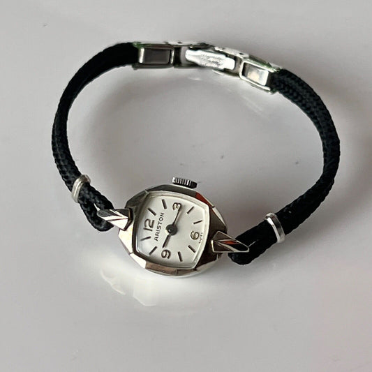 ARISTON Vintage Cocktail Watch Swiss Made 10k White Gold Bracelet Jeweled Mechanical Movement