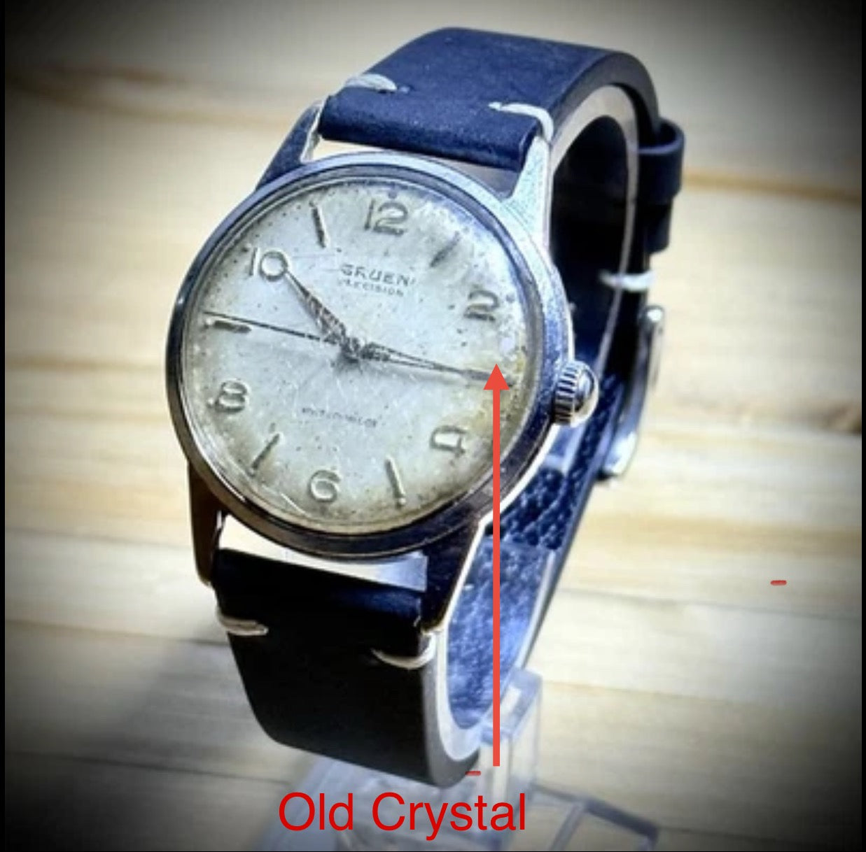 Gruen Mens Vintage Dress Watch Swiss Made 17 Jewel Mechanical Movement BLk Leath