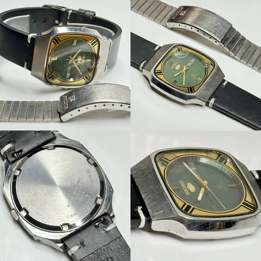 Vintage Seiko Men’s Lion Head Watch Ref 7123-5270 Green Dial Quartz Movement New Battery Original Bracelet