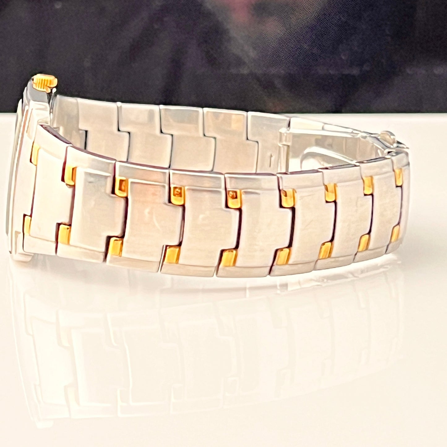 Seiko Pulsar Mens Tank Watch Two Tone Bracelet New Battery