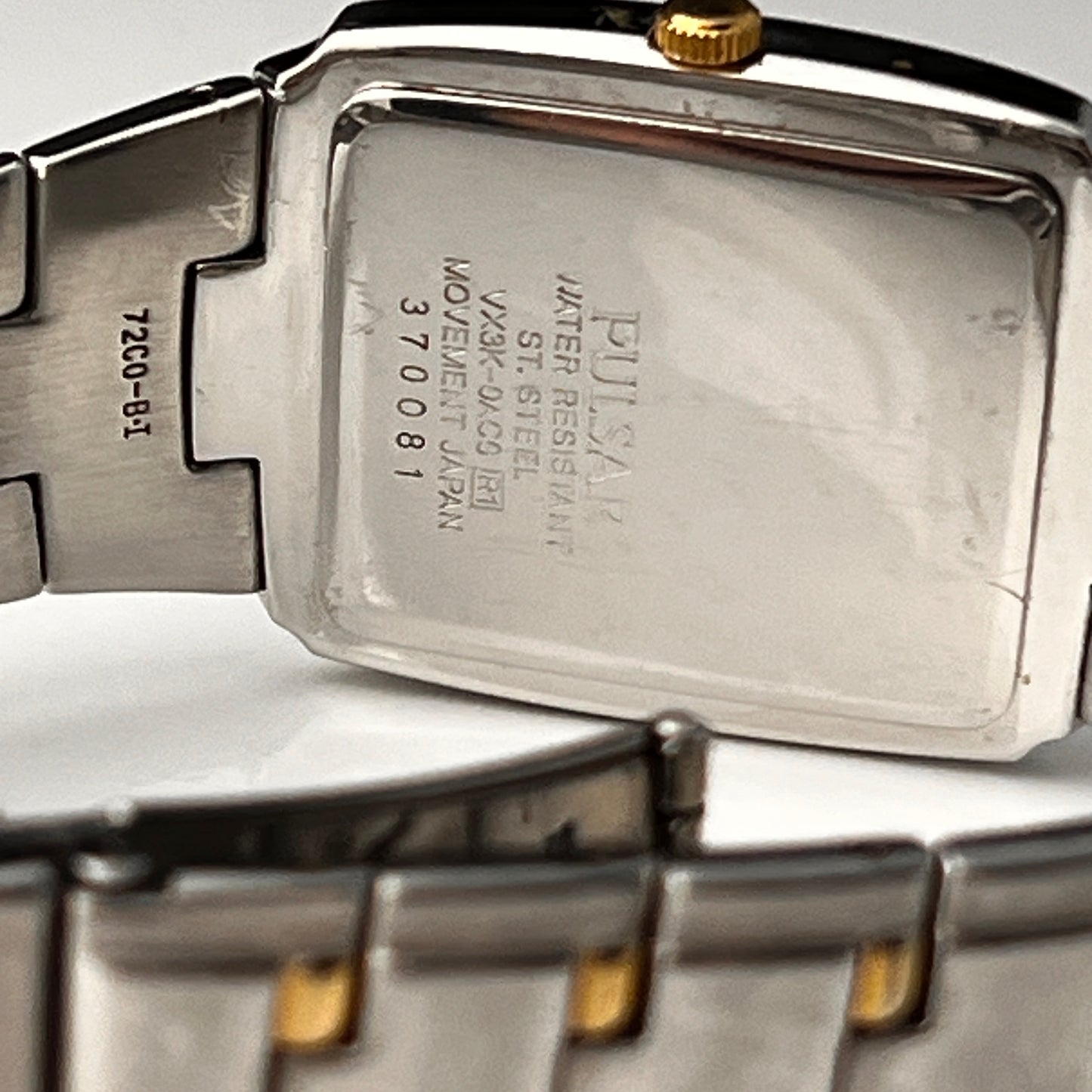 Seiko Pulsar Mens Tank Watch Two Tone Bracelet New Battery