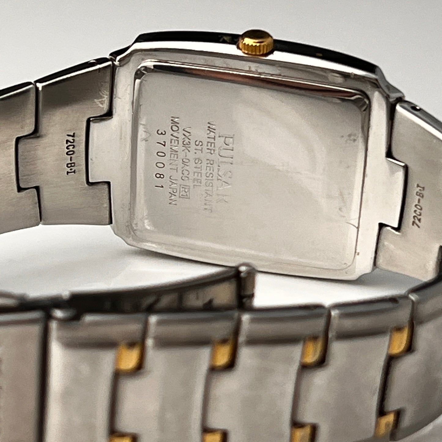 Seiko Pulsar Mens Tank Watch Two Tone Bracelet New Battery