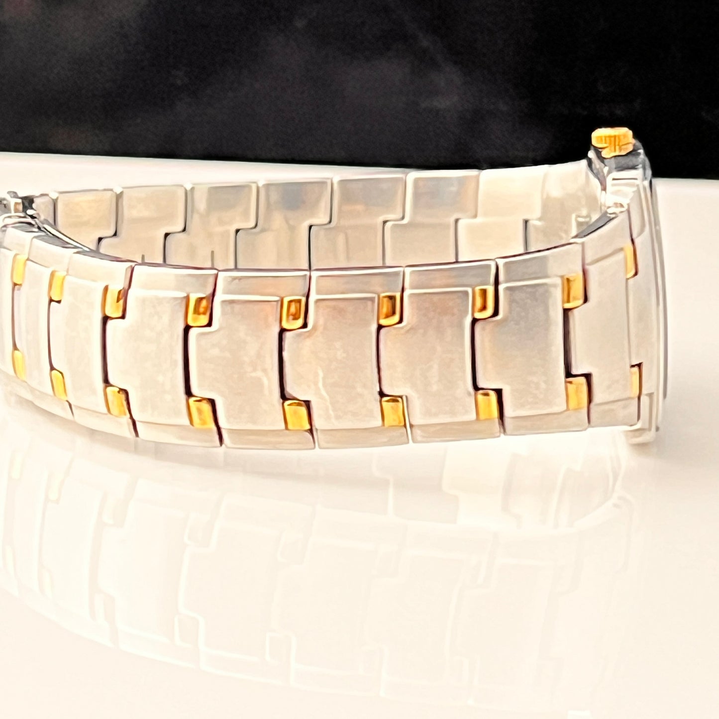 Seiko Pulsar Mens Tank Watch Two Tone Bracelet New Battery