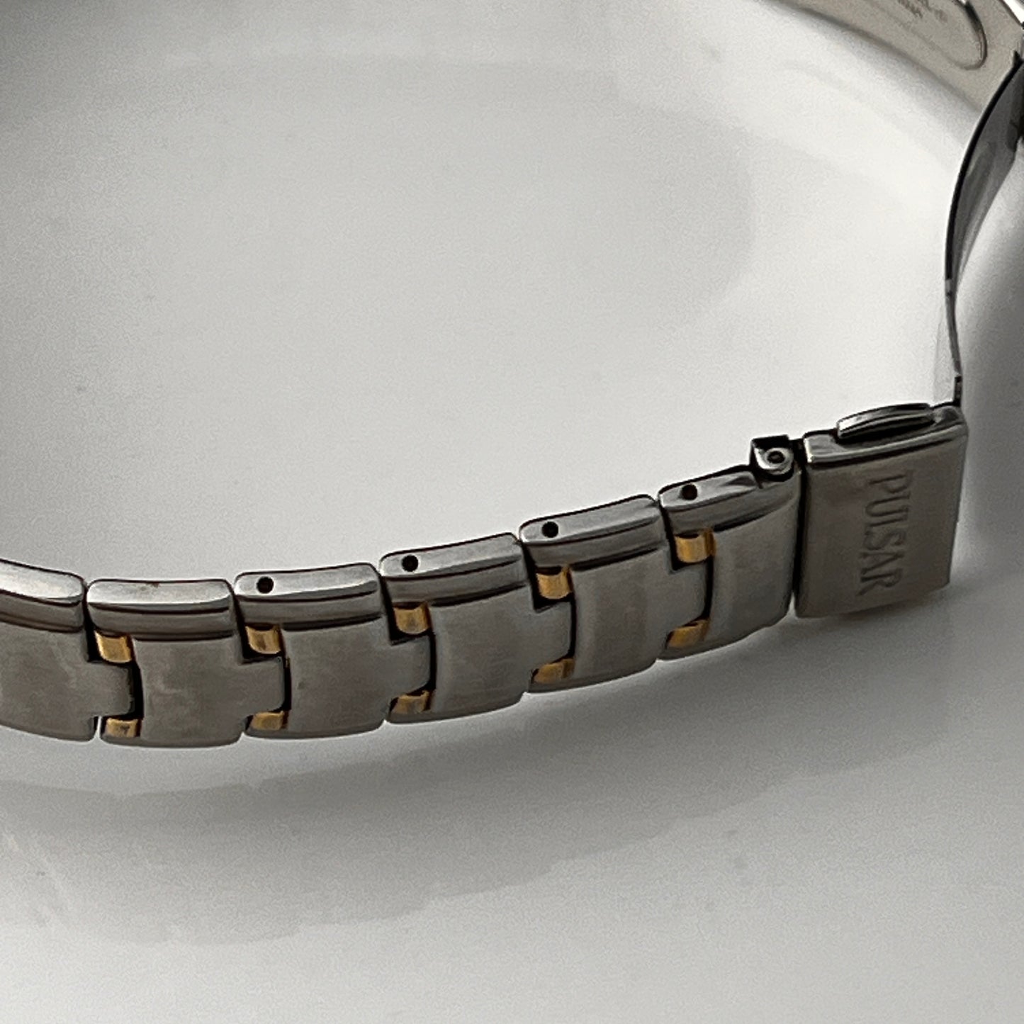 Seiko Pulsar Mens Tank Watch Two Tone Bracelet New Battery